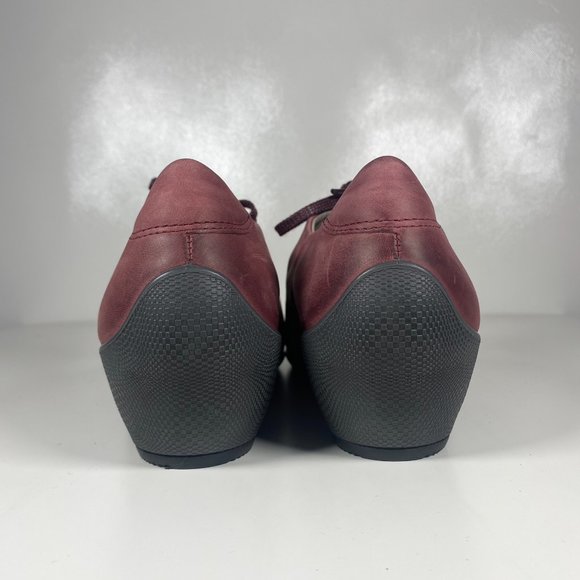 Ecco Women Shoes Mary Jane Comfort Pump Heel Lace Up Round Toe Suede Red Sz 8 - Picture 4 of 14